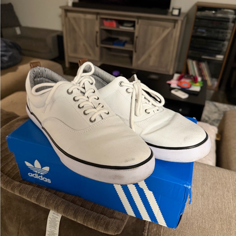 Goodfellow & Co White Low-Top Canvas Sneakers with Black Trim